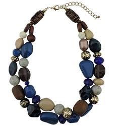 BOCAR 2 Layer Statement Chunky Perlen Mode Halskette für Frauen Geschenke (NK-10384-strong blue) von Bocar