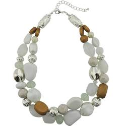 BOCAR 2 Layer Statement Chunky Perlen Mode Halskette für Frauen Geschenke (NK-10384-white) von Bocar