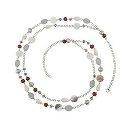 BOCAR Link Chain 2-lagige Kristallholz-Acrylperlen Buntes Party-Long-Collier-Geschenk für Frauen (NK-10084-grey) von Bocar