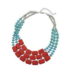 BOCAR Personalisierte Big Statement Halskette für Frauen Geschenk(NK-10268-turquoise red) von Bocar