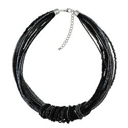 Bocar Chunky Statement Bunte Samenperlen 53 cm Halskette für Frauen (NK-10314-black) von Bocar