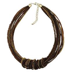 Bocar Chunky Statement Bunte Samenperlen 53 cm Halskette für Frauen (NK-10314-brown) von Bocar