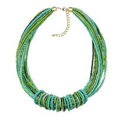 Bocar Chunky Statement Bunte Samenperlen 53 cm Halskette für Frauen (NK-10314-green) von Bocar