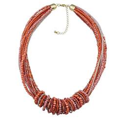 Bocar Chunky Statement Bunte Samenperlen 53 cm Halskette für Frauen (NK-10314-pearl orange) von Bocar