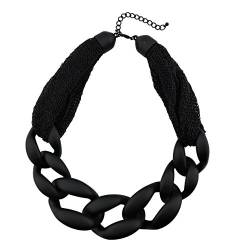 Bocar Fashion Statement Chunky Acrylfarbe Perlen Choker Net Chain Halskette für Frauen Geschenke (NK-10510-Black) von Bocar