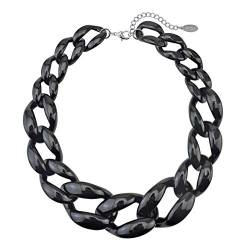 Bocar Fashion Statement Chunky Acrylfarbe Perlen Choker Net Chain Halskette für Frauen Geschenke (NK-10510-Glossy Black) von Bocar