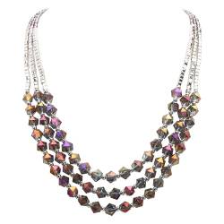 Bocar Halskette für Frauen, 3-lagige Perlen-Halskette, Kristallperlen, Strang, Modeschmuck, Party-Geschenke für Sie, Kristall von Bocar