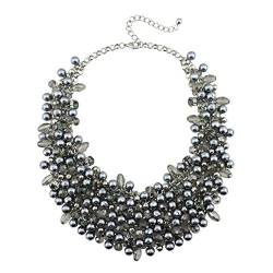 Bocar Mode Kristall Chunky Collar Statement Halskette Ohrring Set für Frauen Geschenk (NK-10260-Grey) von Bocar