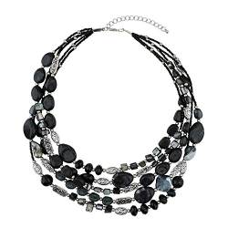 Bocar Multi Layer 5 Strang Statement Kragen Perlenkette für Frauen Geschenk (NK-10376-black) von Bocar