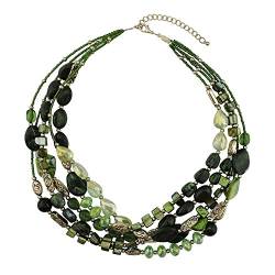 Bocar Multi Layer 5 Strang Statement Kragen Perlenkette für Frauen Geschenk (NK-10376-green) von Bocar