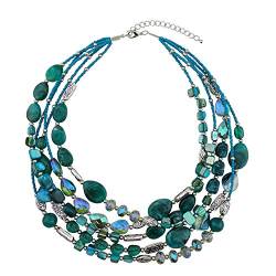 Bocar Multi Layer 5 Strang Statement Kragen Perlenkette für Frauen Geschenk (NK-10376-teal) von Bocar