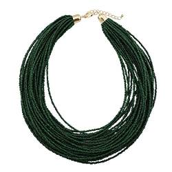 Bocar Multi Layer Chunky Lätzchen Aussage Samenperlen Cluster Kragen Halskette für Frauen Geschenk (NK-10351-deep Green) von Bocar