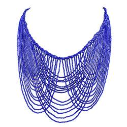 Bocar Multi Layer Statement Halskette Bunte Perlen Kragen Lätzchen Soiree Halskette für Frauen Geschenk (NK-10490-royal Blue) von Bocar