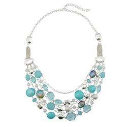 Bocar Neueste mehrschichtige Kette Kristallfarbene Glasur Statement Frauen Strand Halskette (NK-10061-Aquamarine) von Bocar