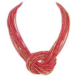 Bocar Seed Beads Mehrschichtige Chunky Bib Statement Knoten Halskette für Frauen (NK-10316-red) von Bocar