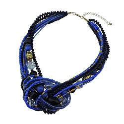 Bocar Seed Beads Mehrschichtige Knotenaussage Chunky Collar Halskette für Frauen (NK-10345-blue) von Bocar