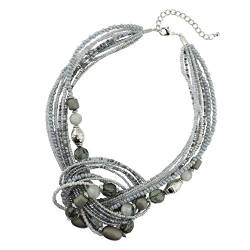 Bocar Seed Beads Mehrschichtige Knotenaussage Chunky Collar Halskette für Frauen (NK-10345-grey) von Bocar