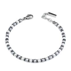 ABR685 Herren-Armband mit Natursteinen und synthetischen Perlen, Legierter Stahl von Boccadamo