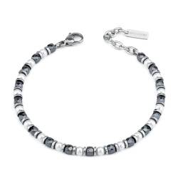 ABR685N Herren-Armband mit Onyx und synthetischen Perlen, Legierter Stahl von Boccadamo