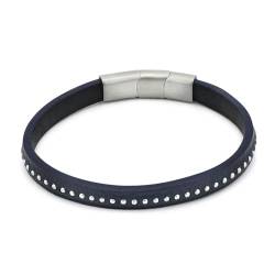 ABR703B Herren-Armband aus blauem Leder, Legierter Stahl von Boccadamo