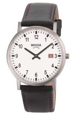 Boccia 3662-01 Herrenuhr Titan mit Lederband Schwarz von Boccia