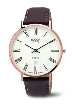 Boccia Herren-Armbanduhr Analog Quarz Leder weiß (braun/weiß), 3589-06 von Boccia