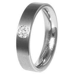 Boccia Unisex-Ring Titan Diamant (0.035 ct) transparent Brillantschliff Gr. 59 (18.8) - 0121-0559 von Boccia