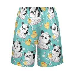 Panda Duck Pyjama-Shorts für Herren, Pyjamahose, Nachtwäsche, Lounge, S, mehrfarbig, L von Boccsty