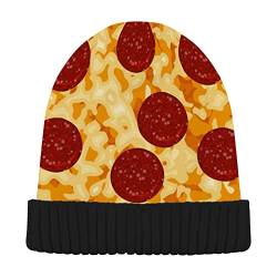 Pizza Herren Neuheit Beanie Mützen Tomaten Damen Winter Strickmütze Schwarz, Schwarz , 62 von Boccsty