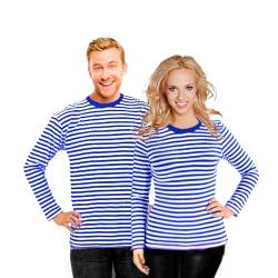 Bock op Kölle Ringelshirt Langarm blau weiß gestreift Unisex Oberteil Stretch Shirt Karneval, Fasching (XS) von Bock op Kölle