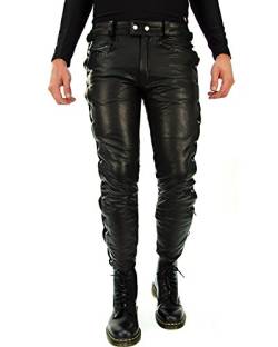 Bockle® 1991 Schnürlederhose Lederjeans Lederhose Herren schwarz, Size: W31/L32 von Bockle