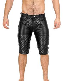 Bockle® 5 Gay-Zip Shorts Leder Shorts Pants Kurze Lederhose Lederhose Herren Lederhose mit durchgehendem Reißverschluss Zip, Size: 32 von Bockle