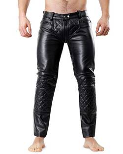 Bockle® 5 Gay-Zip gesteppt Leder Jeans Lederhose mit durchgehendem Reißverschluss Zip, Size: 29W / 30L von Bockle