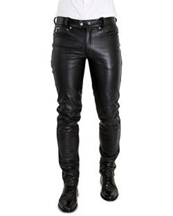 Bockle® Big Cheeker Schwarze Herren Lederhose Lederjeans Rindleder, Size: W32/L34 von Bockle