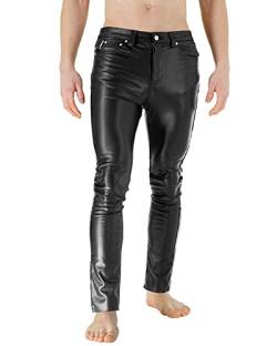 Bockle® F-Skinny Stretch Schwarze Herren Kunstleder Hose Lederhose Lederjeans, Size: 30W / 32L von Bockle