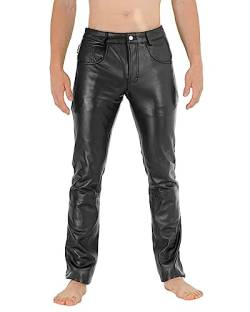 Bockle® New 411 Lamb Leather Pants Lederhose Herren Tube Röhre Skinny Slim Fit Herren, Size: 38W / 36L von Bockle