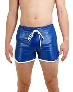 Bockle® Quick Pants Faux Blue Gay CSD Lederhose Gay CSD Lederhose Leder Shorts Pants Kurze Lederhose, Size: XXL von Bockle