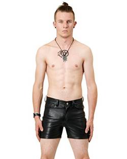 Bockle® Sixteen Shorts schwarz Herren Leder Pants, Size: W29/L30 von Bockle