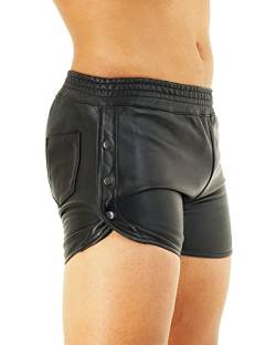 Bockle® Twenty Buttons Lederhose Herren Leder Shorts Pants Kurze Lederhose, Size: 4XL von Bockle
