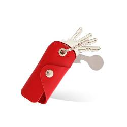 Bodesa Valore Premium Qualität Schlüsseltasche aus Echtem Leder | Schlüsseletui mit Einkaufswagenlöser | Key Organizer für 1-5 Schlüssel | Schlüsselanhänger mit Flaschenöffner (rot) von Bodesa Valore