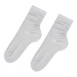 Bodhi200 0 Damen-Socken, modisch, einfarbig, glänzend, Glitzer, lässig, Röhren-Socken Gr. One size, silber von Bodhi200