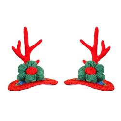 Weihnachtsfeier-Clip, 1 Paar, niedliches Elchhorn, weiße Pompon-Blume, rutschfest, Urlaubsdekoration, Erwachsene, Kinder, Mädchen, Weihnachten, Haarnadel, Haarspange, Zubehör A von Bodhi2000