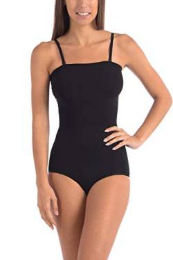 Body Beautiful Shapewear Damen-Body, trägerlos, Bauchkontrolle, mit abnehmbaren Trägern, fällt klein aus. Einheitsgröße größer bestellen, Schwarz, M-L von Body Beautiful Shapewear