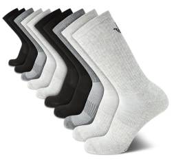 Body Glove Herren Socken – 10er-Pack Performance Cushion Athletic Crew Socken – Crew Cut Laufsocken für Männer, schwarz / grau, 37.5-46 EU von Body Glove