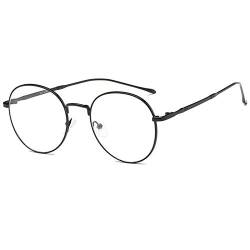 Metall Frame Retro Glasrahmen-Ebenenspiegel Dekobrille Klassisches Rund Rahmen Glasses Klare Linse Herren/Damen Brille von BodyGo