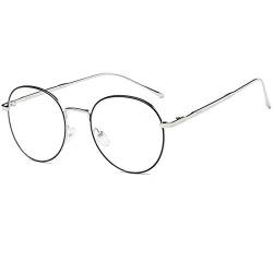 Metall Frame Retro Glasrahmen-Ebenenspiegel Dekobrille Klassisches Rund Rahmen Glasses Klare Linse Herren/Damen Brille von BodyGo