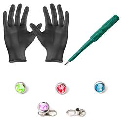 BodyJewelryonline Piercing-Set, Dermal Anchors Tops, Dermal Bases Puncher und Handschuhe, 8 Stück – PK017 von BodyJewelryOnline