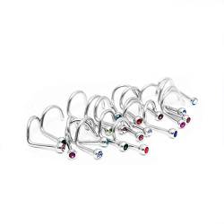 Nose Piercing Jewelry Mix - 20 Assorted CZ Gem Nose Screws - 18ga 316L Surgical Steel by BodyJewelryOnline von BodyJewelryOnline
