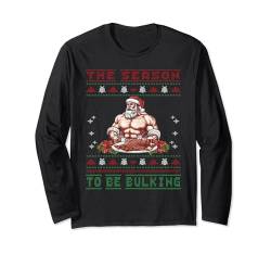 Bodybuilder Weihnachtsmann Bulking Ugly Sweater Fitness Langarmshirt von Bodybuilding Geschenk Fitnesstrainer Weihnachten