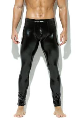 Bodywear4you Herren Leder Leggings in Lack-Latex-Optik Kunstleder enganliegend Hose Meggings Wetlook Lederhose Patent Pants (as3, Alpha, m, Regular, Regular, Schwarz) von Bodywear4you